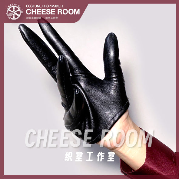 Glossy Leather Half-Palm Gloves