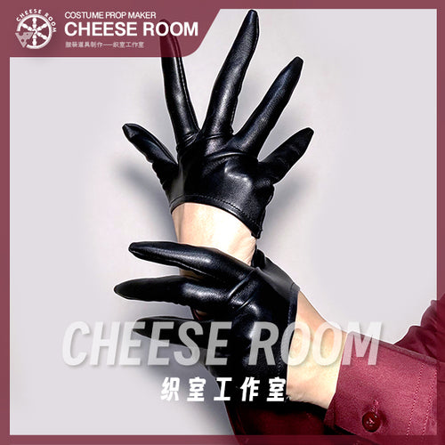 Glossy Leather Half-Palm Gloves