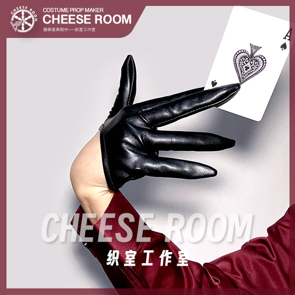 Glossy Leather Half-Palm Gloves