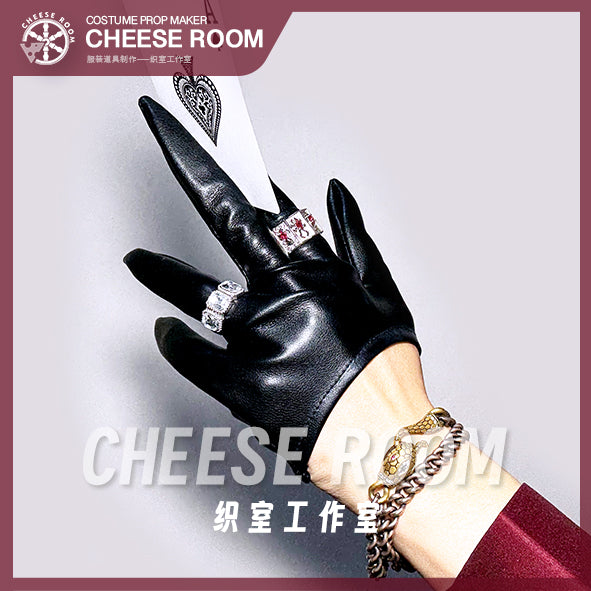 Glossy Leather Half-Palm Gloves